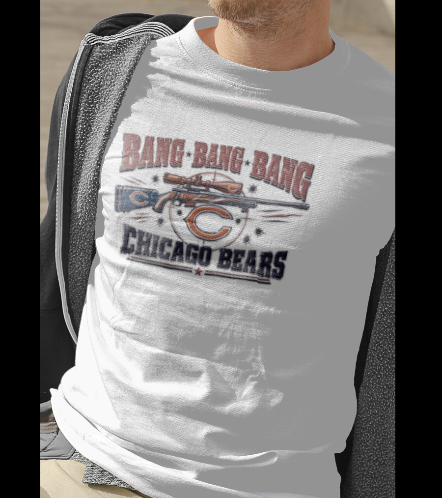 Chicago Bears Bang Bang Bang Sniper Rifle Target Scope Bullet Holes T-Shirt