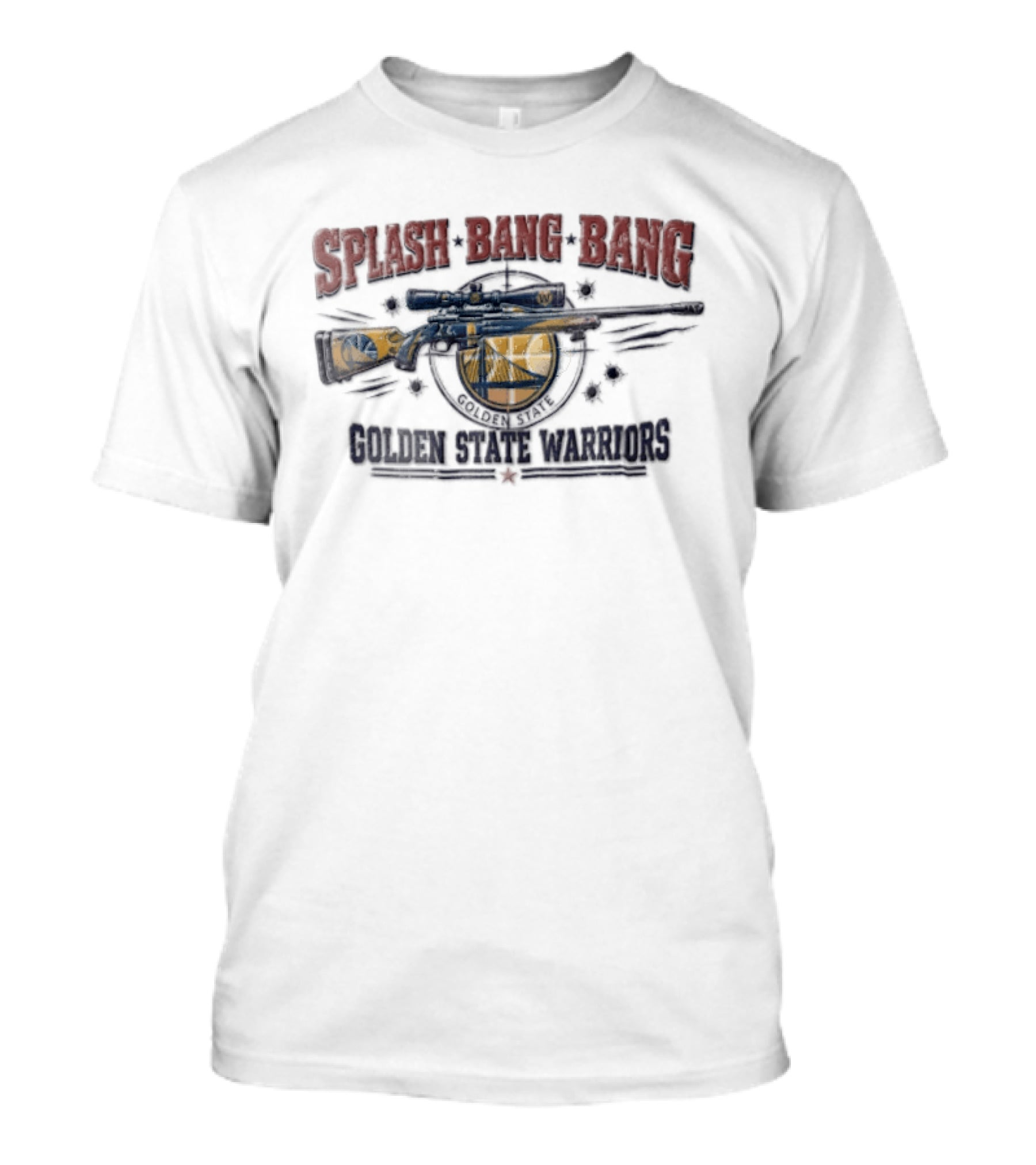 Splash Bang Bang Golden State Warriors Sniper Scope Bullet Holes T-Shirt