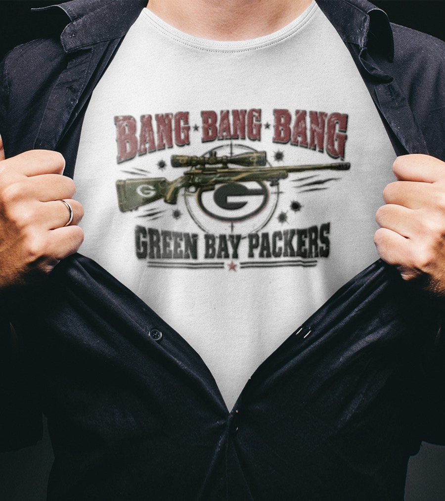 Bang Bang Bang Green Bay Packers Sniper Rifle Bullet Holes Target T-Shirt