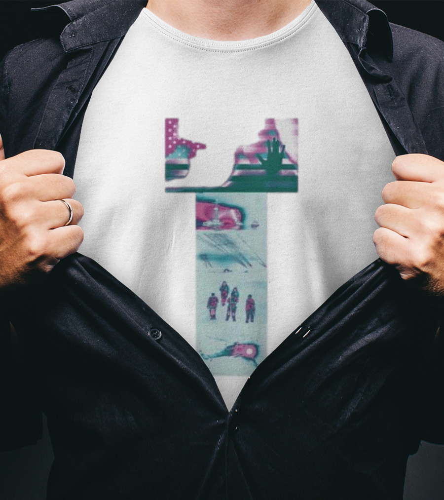 Hydeforce Taxpayer White Patriotic Exploration Flag And Arctic Adventure Scene T-Shirt