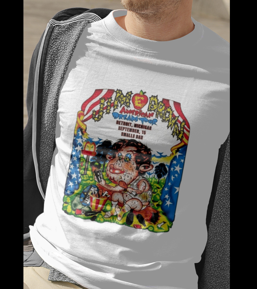 Jim E. Brown American Dream Tour Detroit Michigan September 15 Smalls Bar Concert T-Shirt