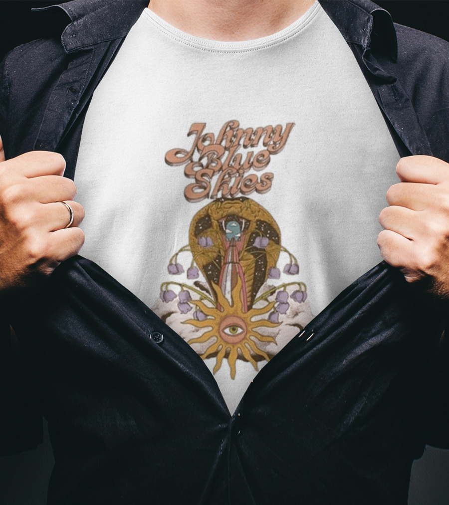Johnny Blue Skies Snake Vintage Psychedelic Sunflower And Clouds T-Shirt