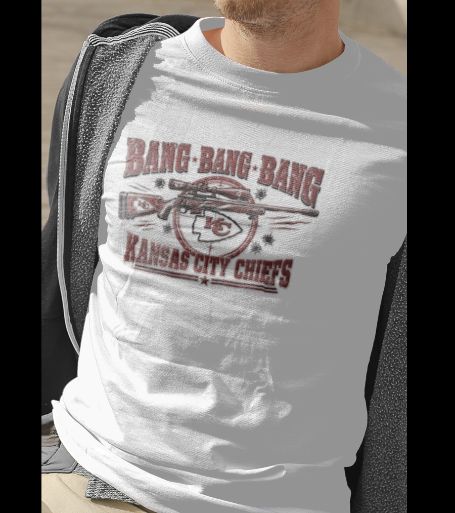 Kansas City Chiefs Bang Bang Bang Sniper Rifle Bullet Holes T-Shirt
