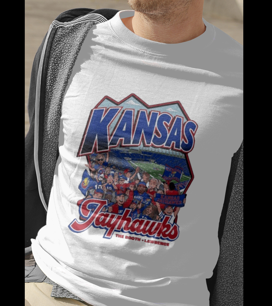 Kansas Jayhawks The Booth Lawrence Kansas Memorial Stadium Game Day Crowd T-Shirt