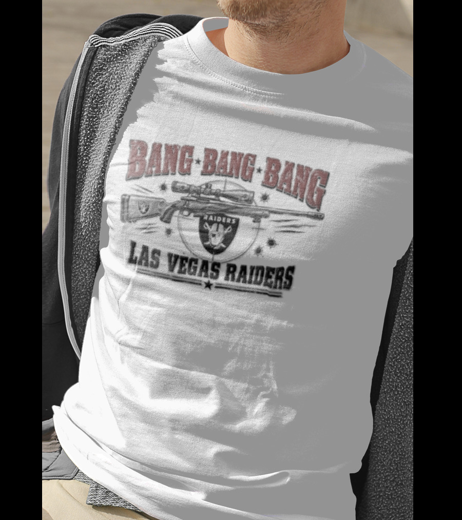Las Vegas Raiders Bang Bang Bang Rifle Crosshairs Bullet Holes Distressed T-Shirt