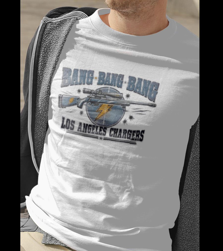 Bang Bang Bang Los Angeles Chargers Sniper Rifle Bullet Holes T-Shirt