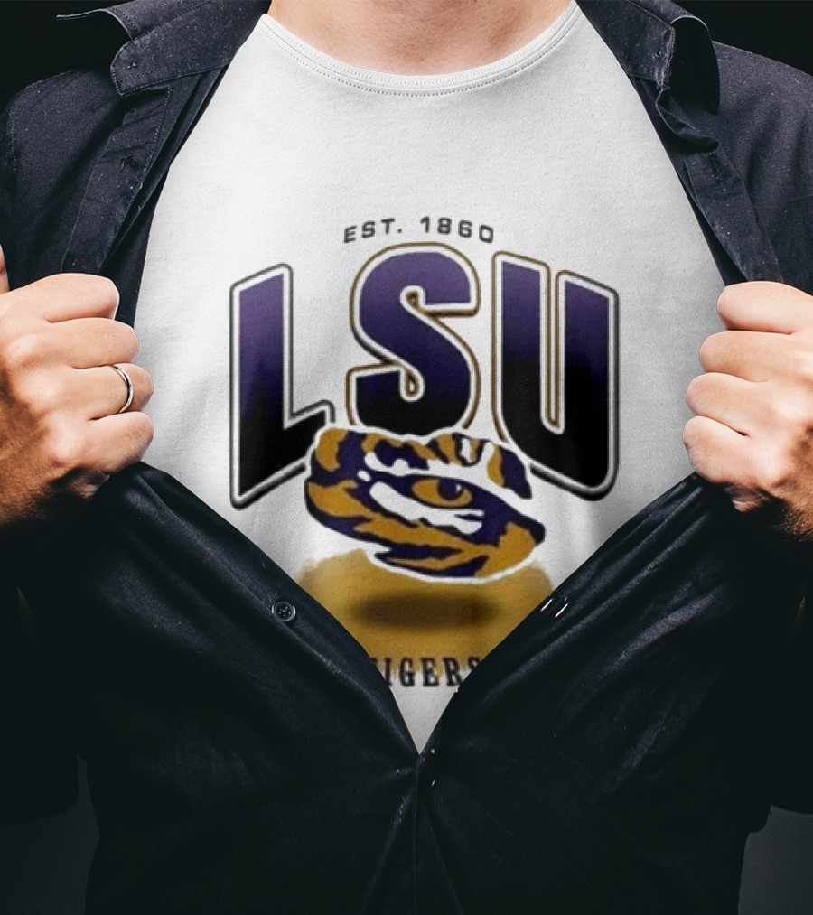 LSU Tigers Est. 1860 Bold Letter Tiger T-Shirt