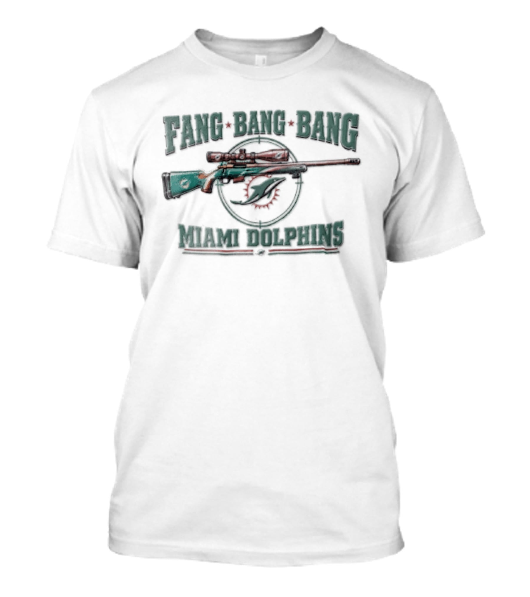 Fang Bang Bang Miami Dolphins Sniper Rifle Scope Crosshair Distressed T-Shirt