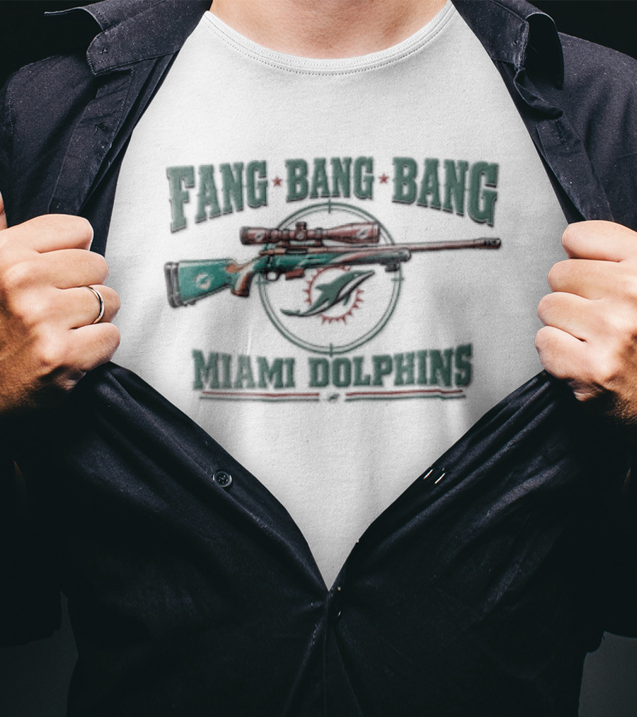 Fang Bang Bang Miami Dolphins Sniper Rifle Scope Crosshair Distressed T-Shirt