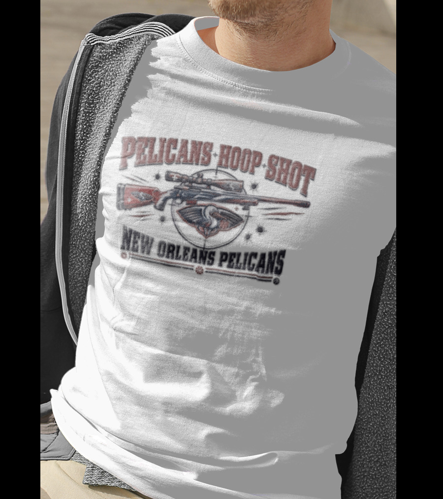 New Orleans Pelicans Hoop Shot Sniper Rifle Crosshair Bullet Holes Distressed T-Shirt