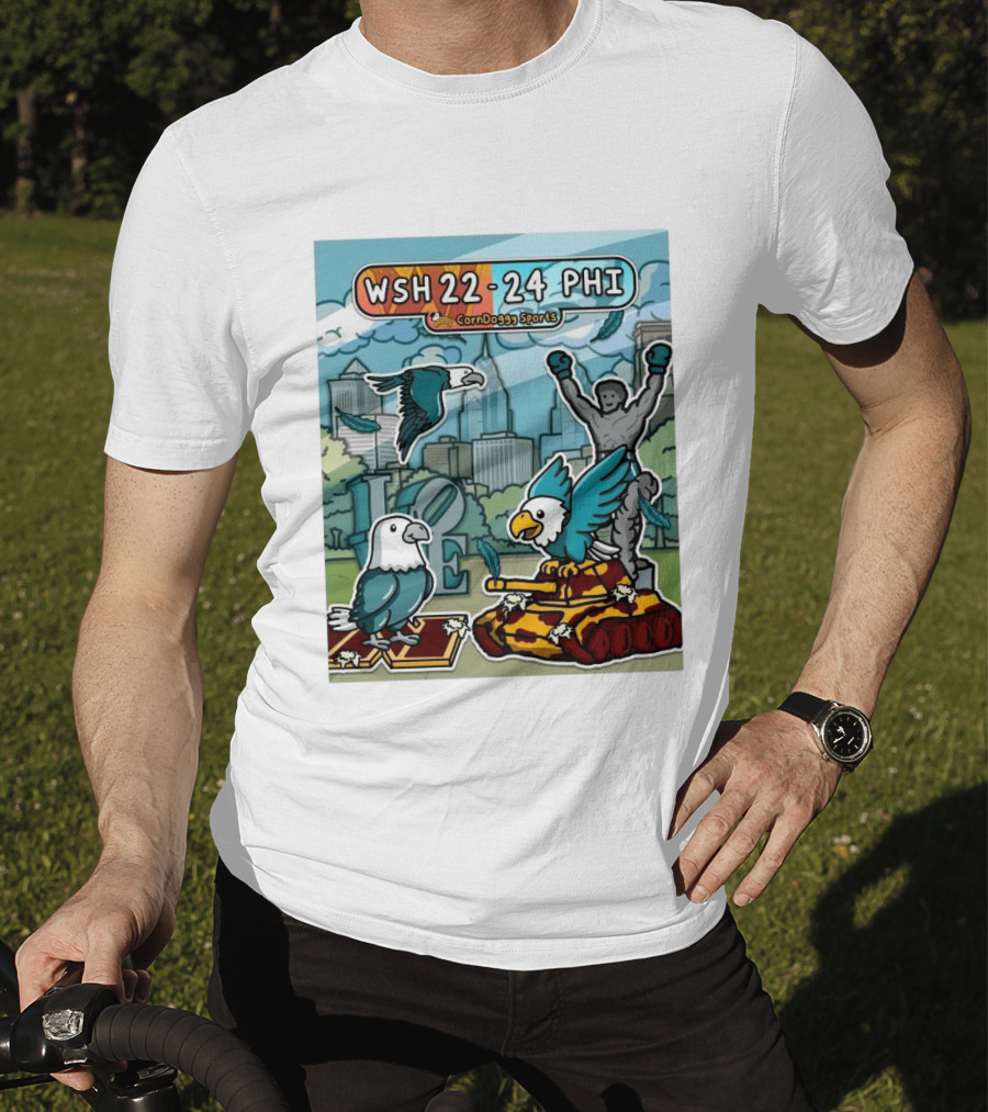CornDoggy Sports WSH 22 24 PHI Washington Vs Philadelphia Eagles And Tank Scene T-Shirt