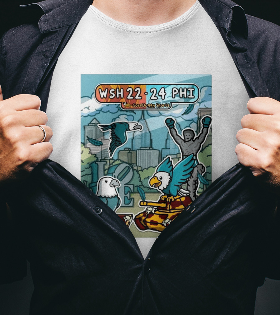 CornDoggy Sports WSH 22 24 PHI Washington Vs Philadelphia Eagles And Tank Scene T-Shirt