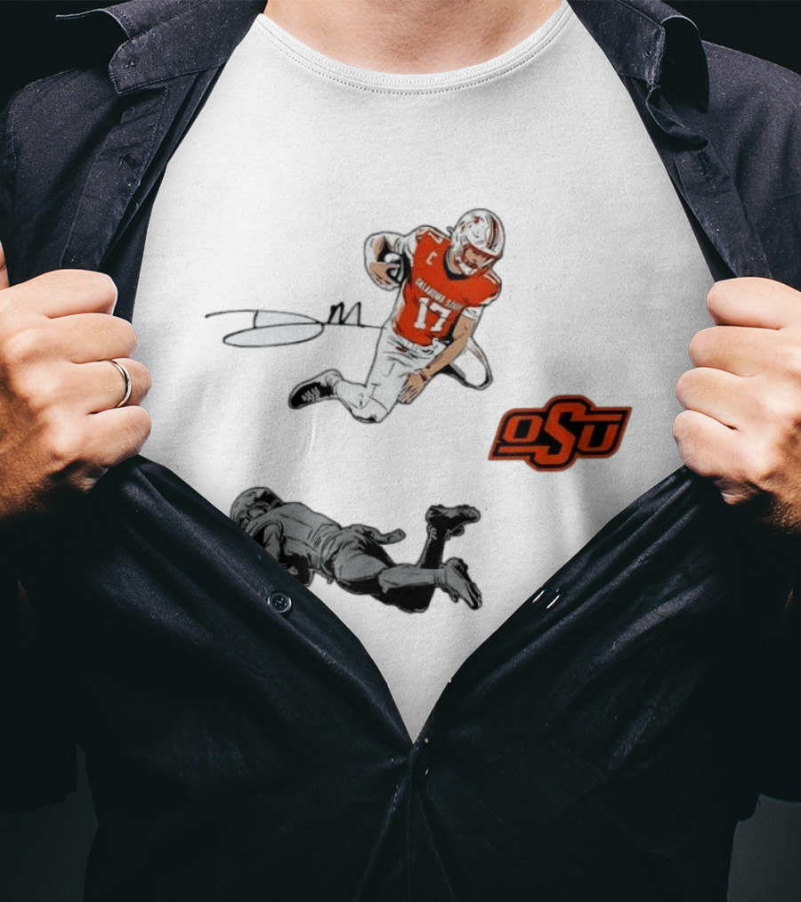 Oklahoma State Cowboys Football Drew Mestemaker Air Mesty OSU Quarterback 17 T-Shirt