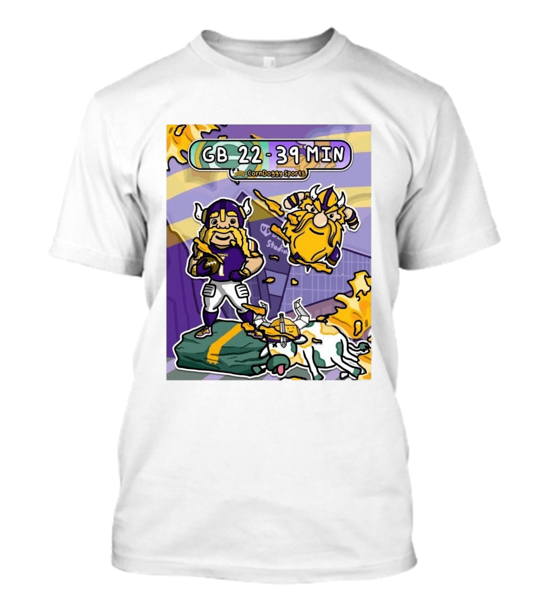 GB 22 39 MIN CornDoggy Sports Green Bay Packers Vs Minnesota Vikings T-Shirt