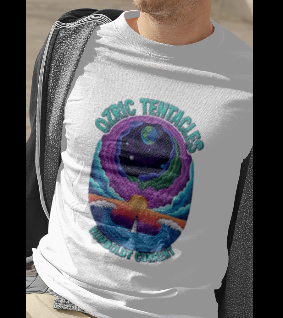 Ozric Tentacles Humboldt Current Ocean Lighthouse Sunset Planet Waves T-Shirt