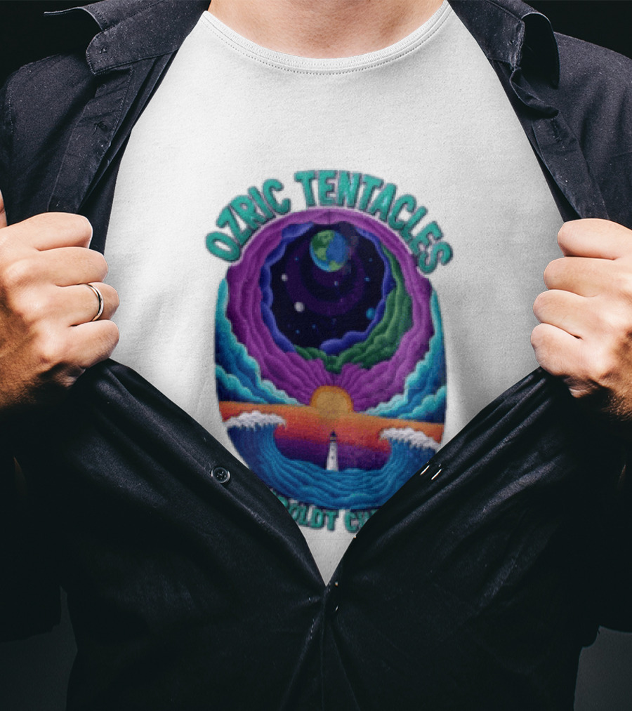 Ozric Tentacles Humboldt Current Ocean Lighthouse Sunset Planet Waves T-Shirt