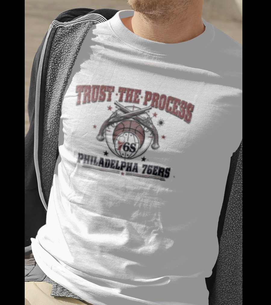 Philadelphia 76ers Trust The Process Crossed Pistols Basketball Distressed T-Shirt