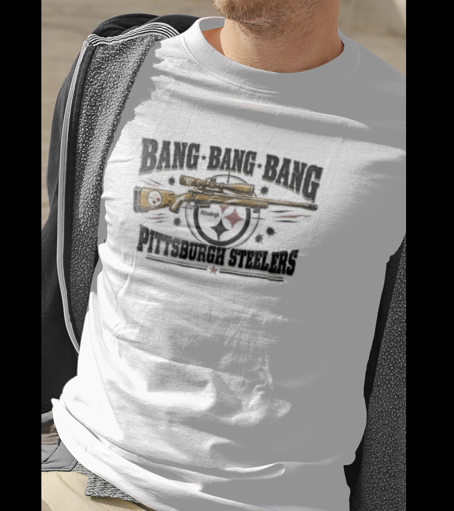 Bang Bang Bang Pittsburgh Steelers Sniper Rifle Target T-Shirt