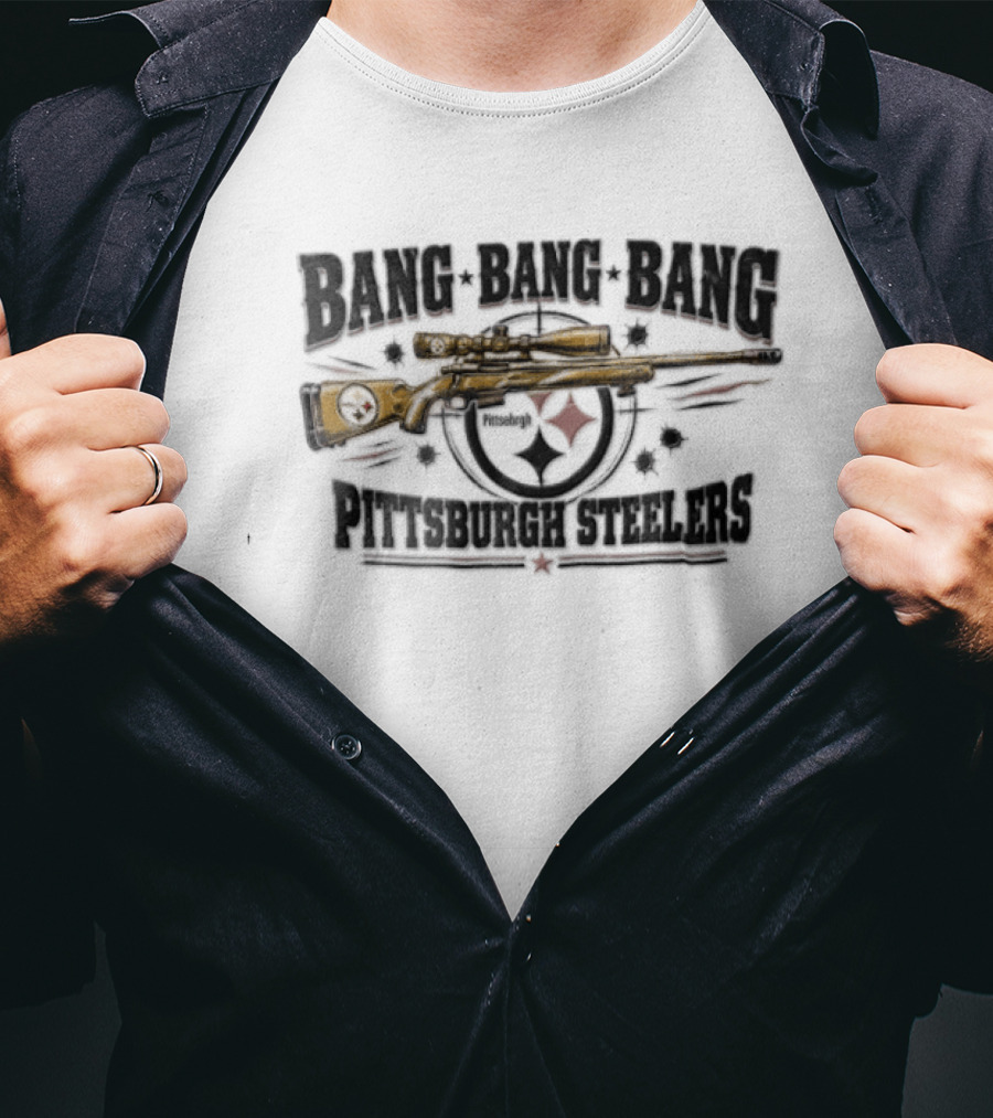 Bang Bang Bang Pittsburgh Steelers Sniper Rifle Target T-Shirt