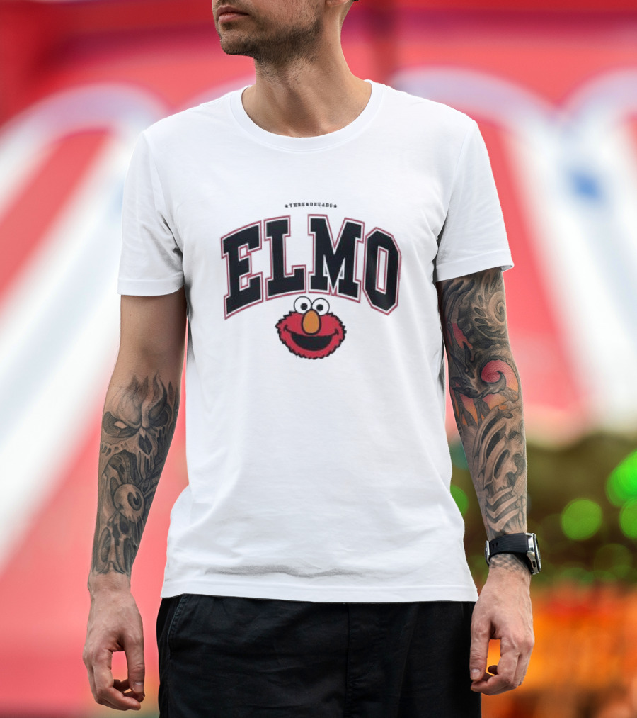 Qagoma Store 2023 Elmo College Red Ringer T-Shirt