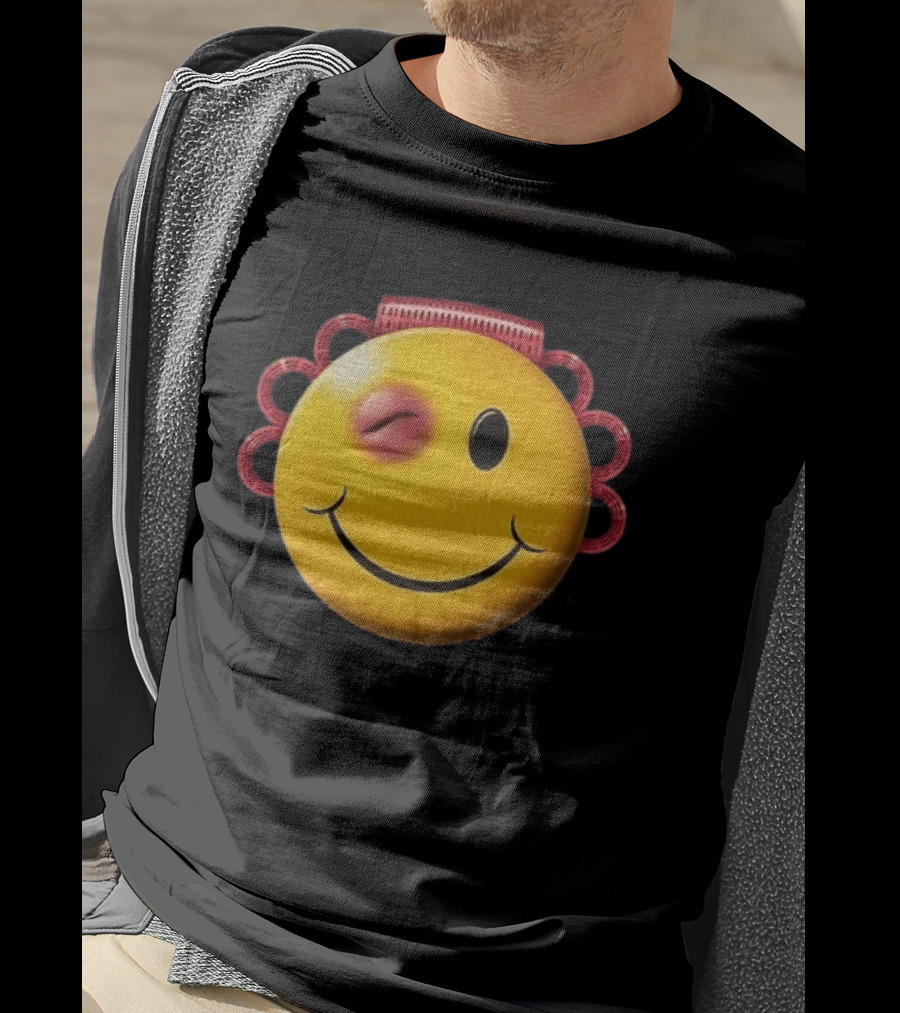 A$AP Rocky Don't Be Dumb Tour Smiley Face With Winking Eye And Red Rope Details T-Shirt