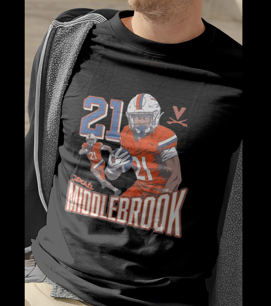 Jekail Middlebrook 21 Virginia Cavaliers Football Player T-Shirt