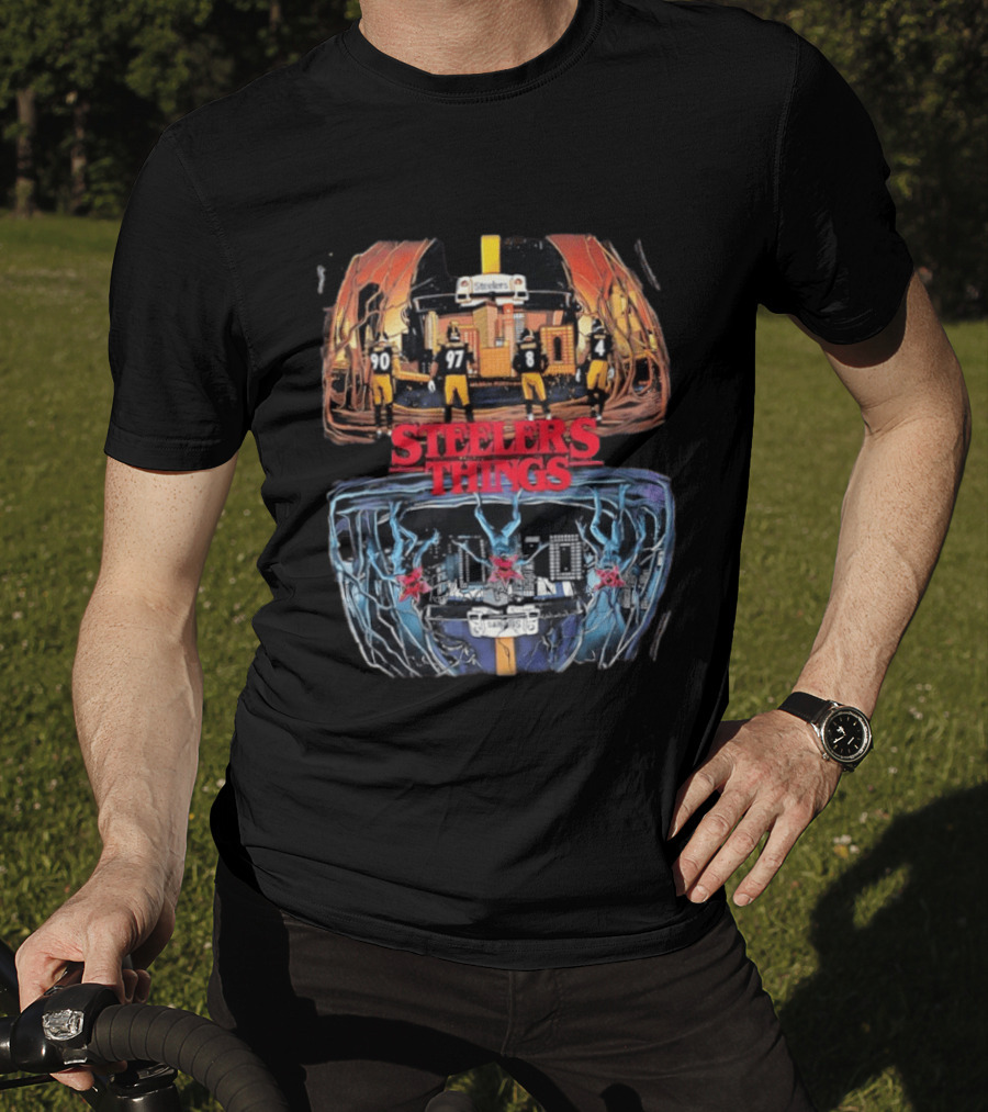 Pittsburgh Steelers Halloween Upside Down Stranger Things T-Shirt