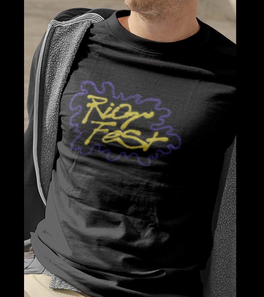 Riot Fest Yellow Blue Graffiti Style Logo Riot Brand Store Hat T-Shirt