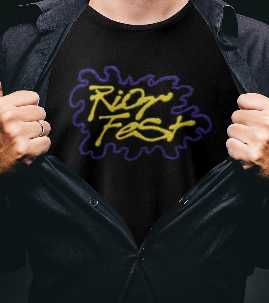 Riot Fest Yellow Blue Graffiti Style Logo Riot Brand Store Hat T-Shirt