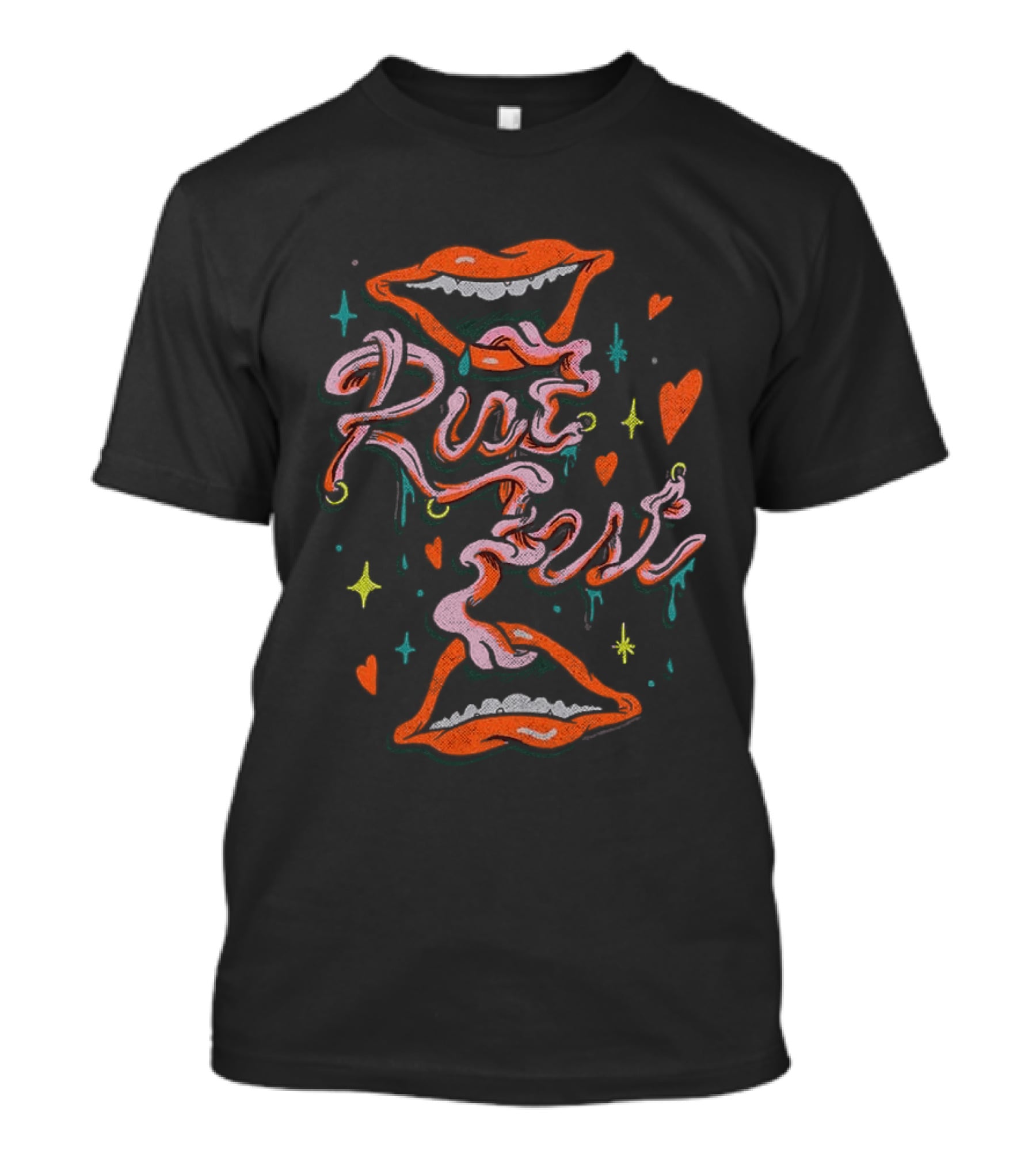 Riot Fest 2026 Chicago Douglass Park September Tongue Tied Lineup Vibrant Lips And Hearts T-Shirt