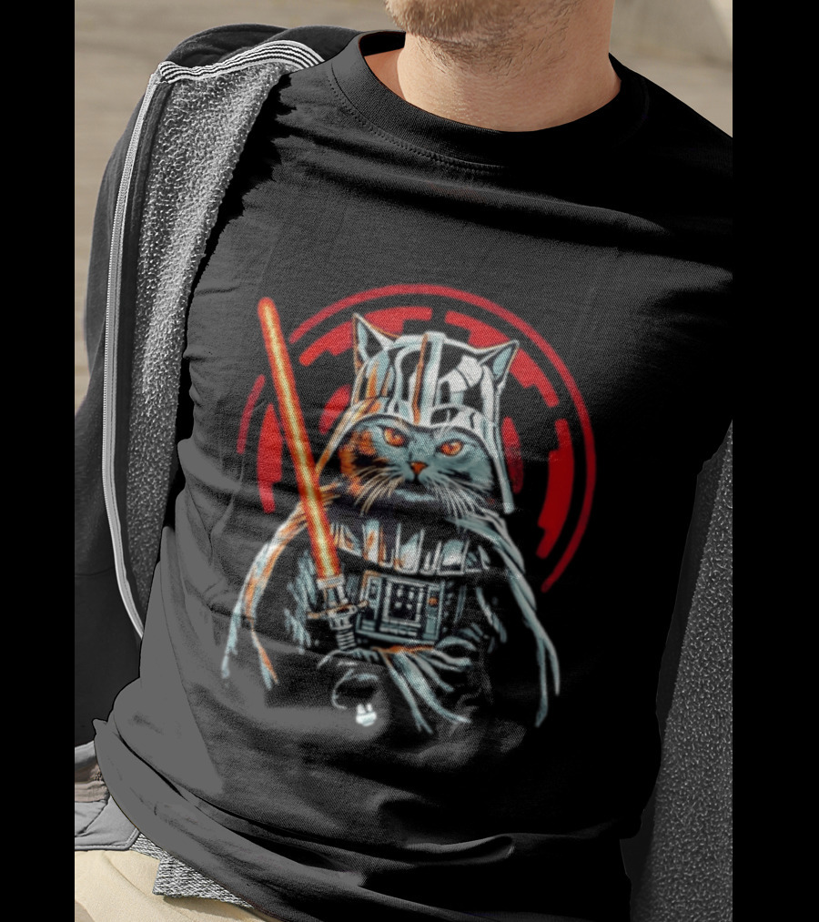 Darth Vader Cat Star Wars Sith Lord Lightsaber Iconic Mashup T-Shirt
