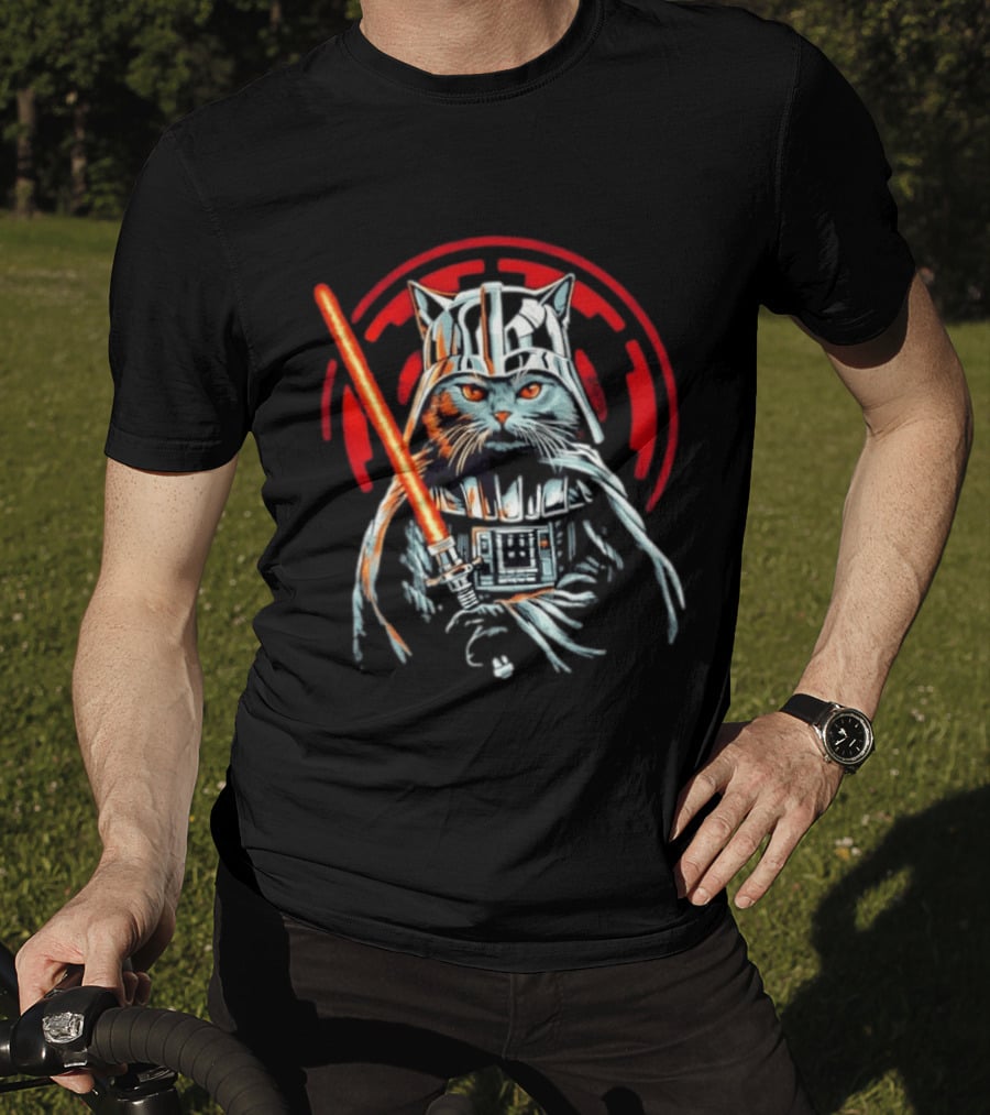 Darth Vader Cat Star Wars Sith Lord Lightsaber Iconic Mashup T-Shirt