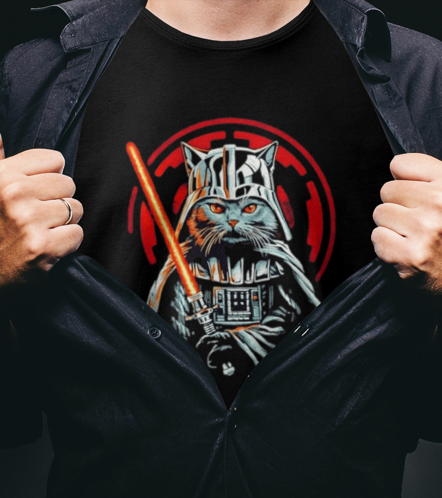 Darth Vader Cat Star Wars Sith Lord Lightsaber Iconic Mashup T-Shirt