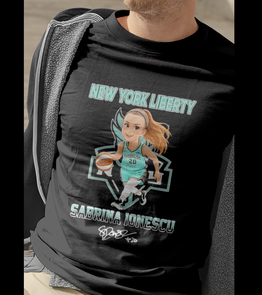 New York Liberty Sabrina Ionescu Brooklyn No 20 Chibi Basketball T-Shirt