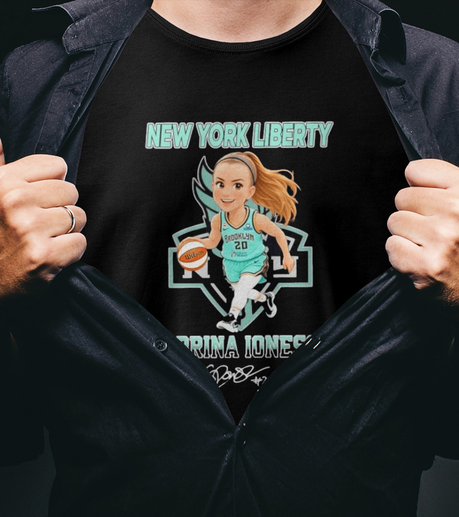 New York Liberty Sabrina Ionescu Brooklyn No 20 Chibi Basketball T-Shirt