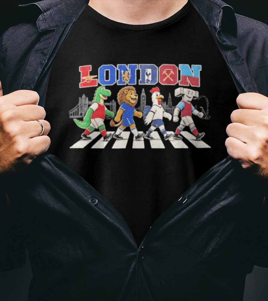 London Abbey Road Football Mascots Spurs Arsenal Chelsea West Ham T-Shirt