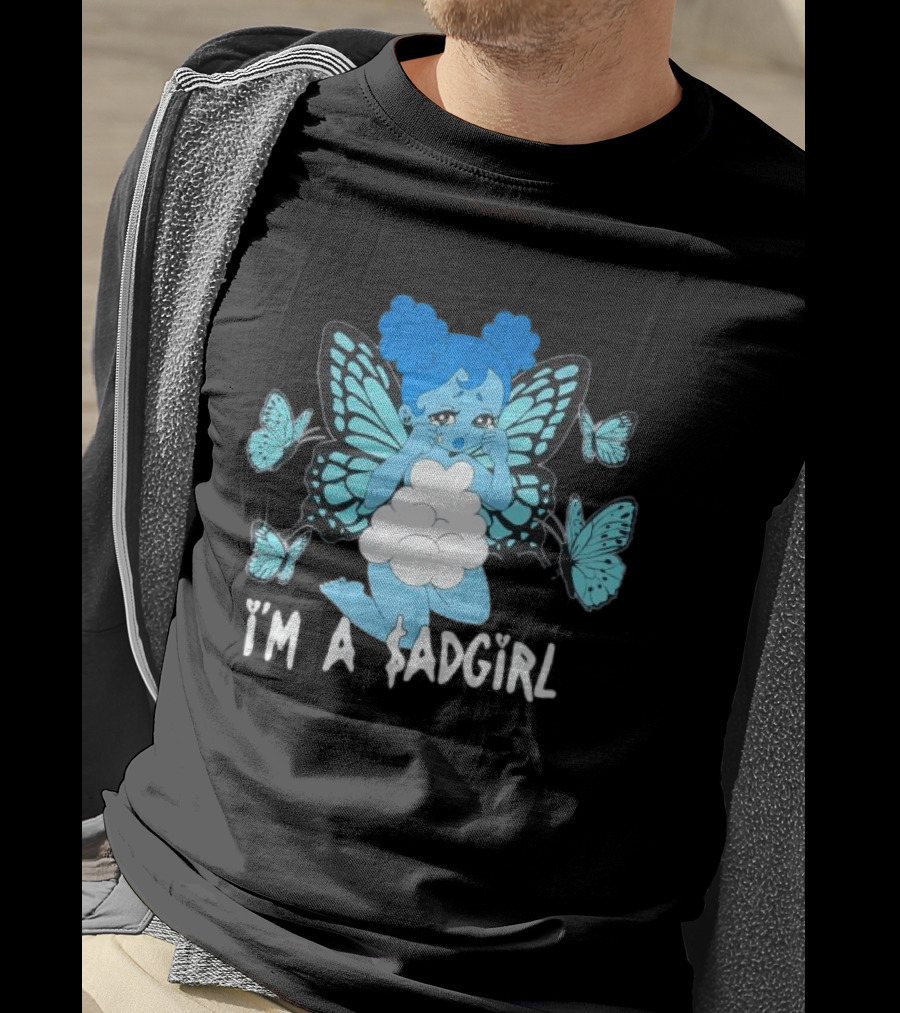 I'm A $ad Girl Blue Butterfly Sad Girlz Store Black T-Shirt