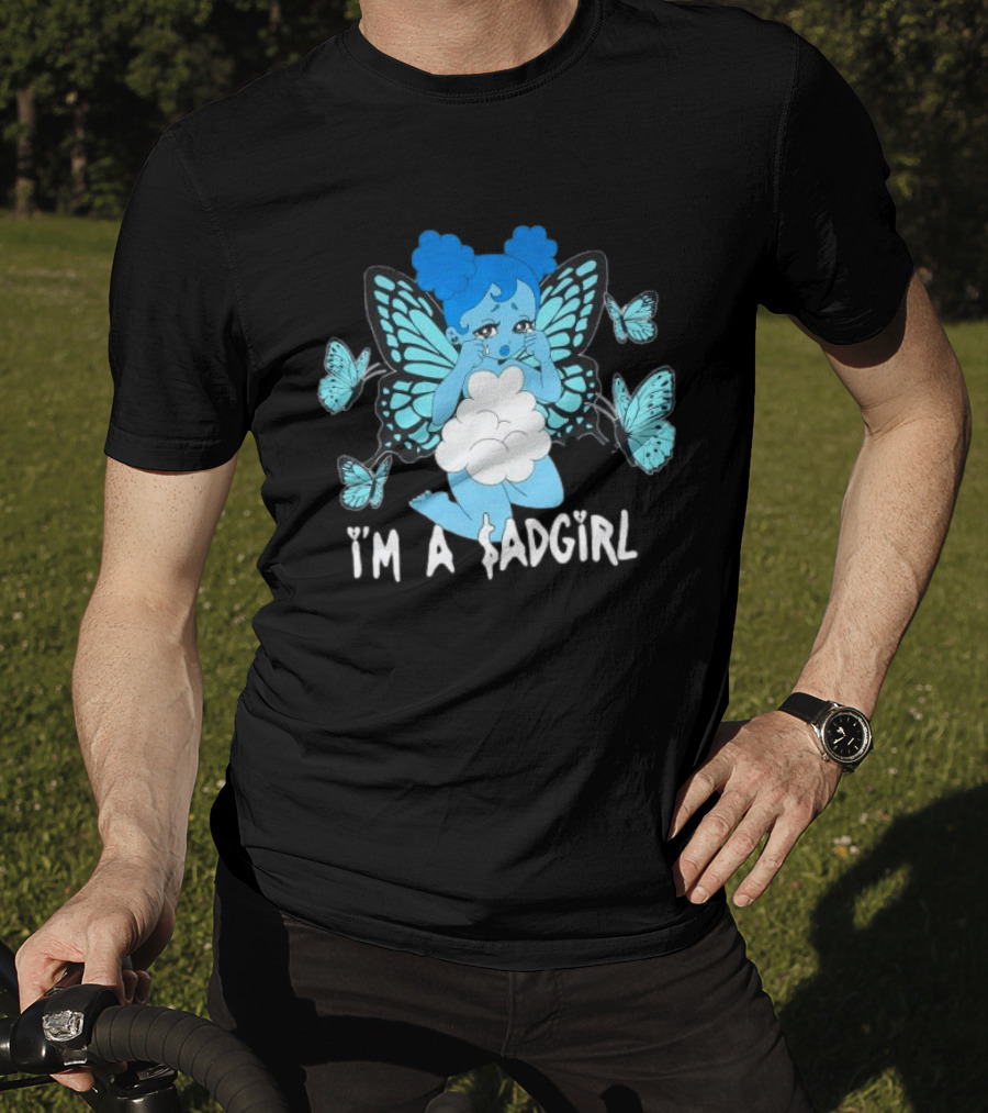 I'm A $ad Girl Blue Butterfly Sad Girlz Store Black T-Shirt