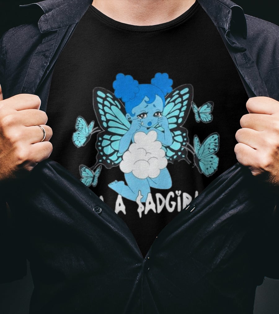 I'm A $ad Girl Blue Butterfly Sad Girlz Store Black T-Shirt
