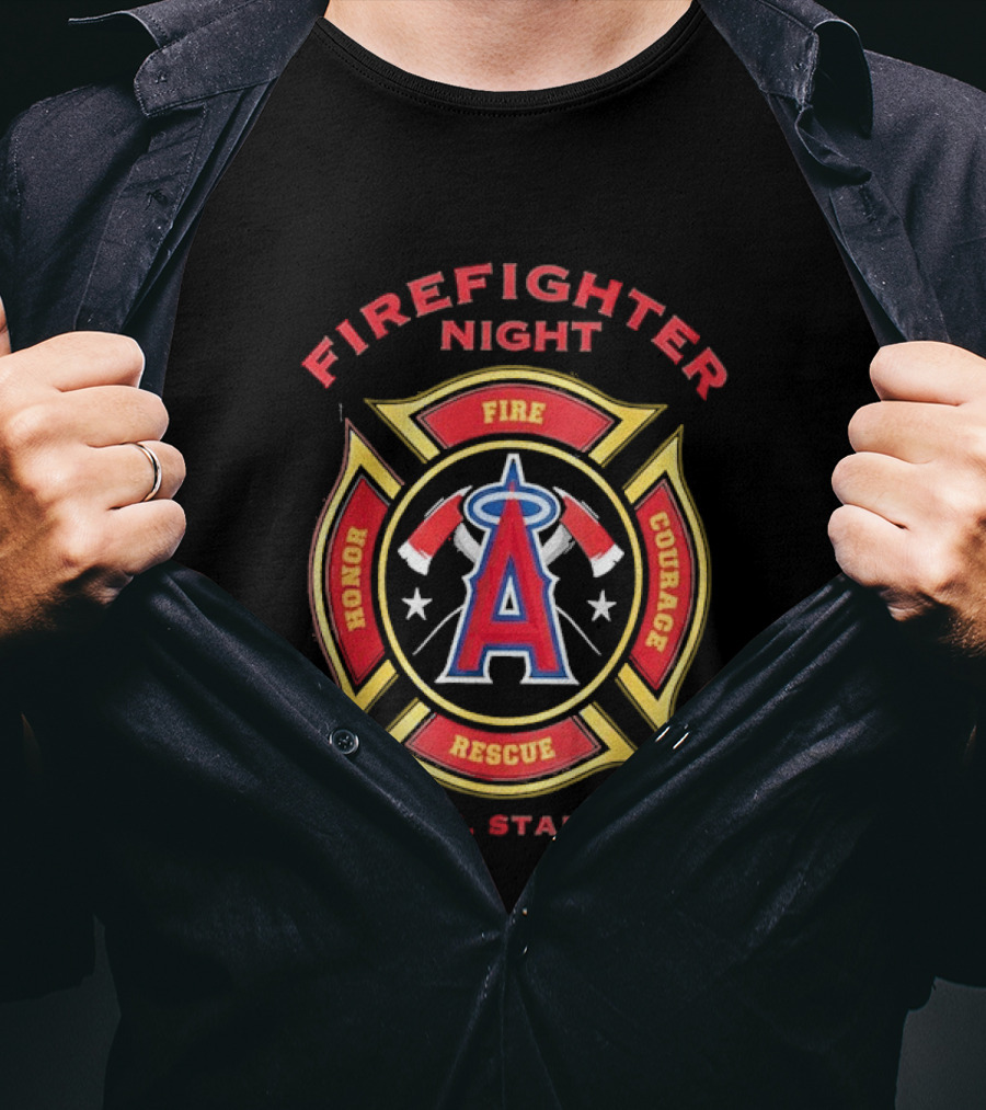 Firefighter Night Angel Stadium Los Angeles Angels Honor Fire Courage Rescue T-Shirt