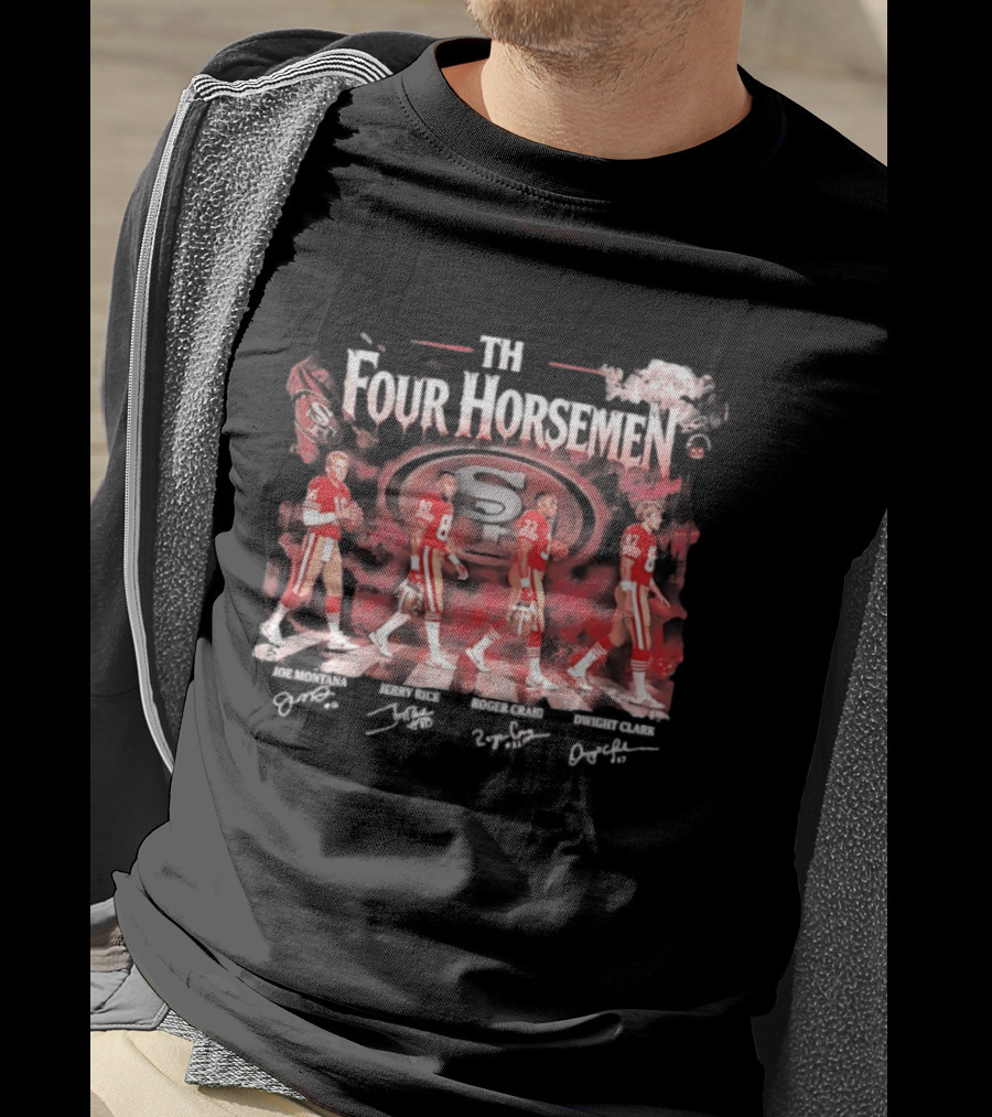 San Francisco 49ers The Four Horsemen Joe Montana Jerry Rice Roger Craig Dwight Clark Abbey Road Halloween T-Shirt