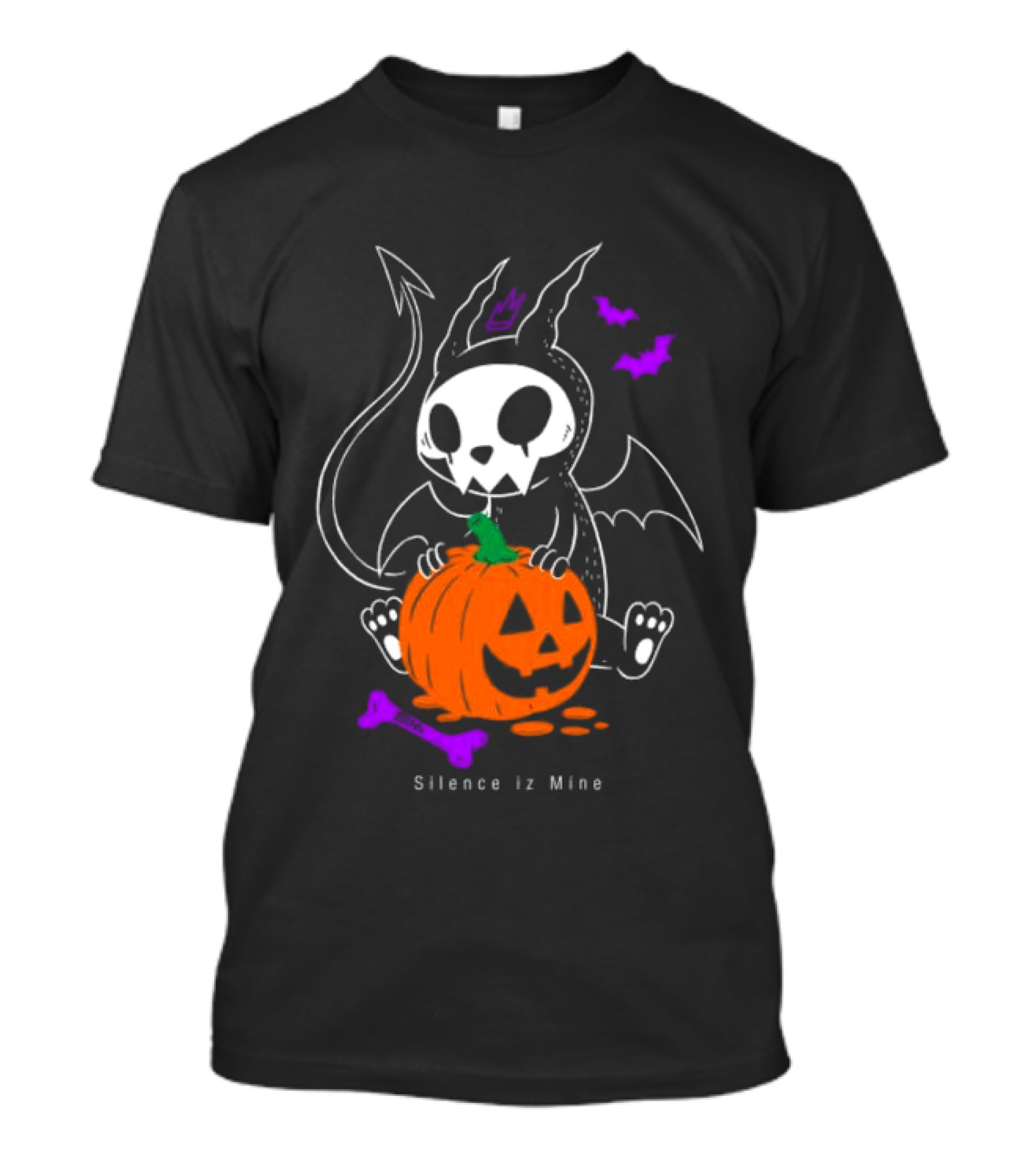 Silence Iz Mine Sim Store Rolling Cradle Black Purple Halloween Characters Pumpkin Bats T-Shirt