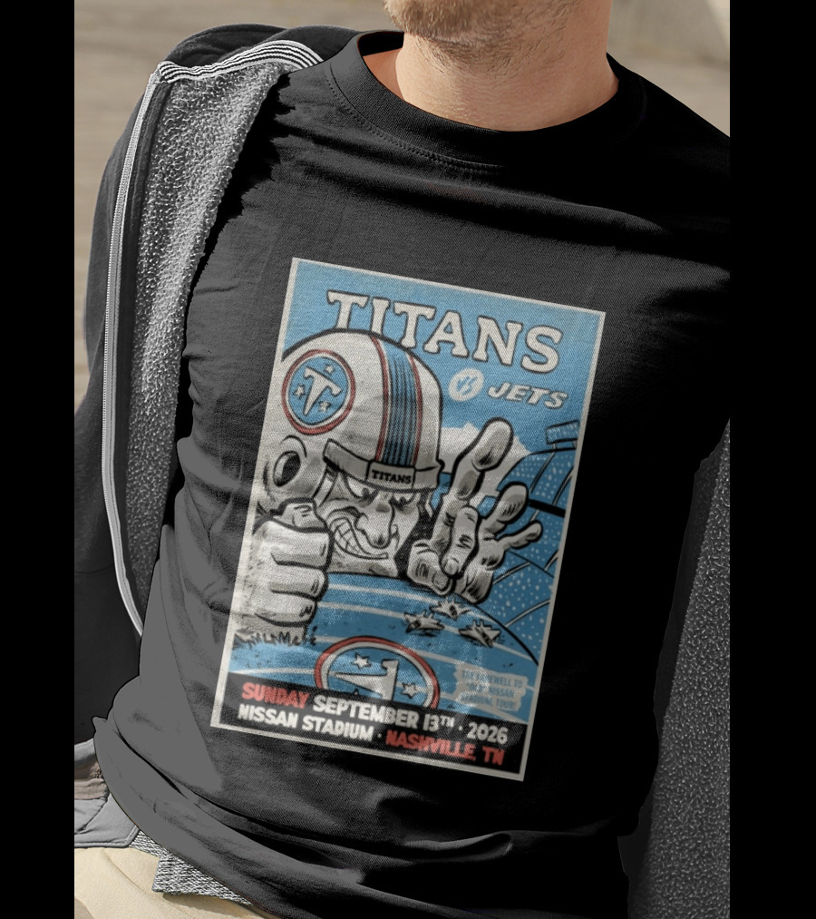 Tennessee Titans Vs New York Jets Sunday September 13 2026 Nissan Stadium Nashville TN Farewell To Old Stadium Tour T-Shirt