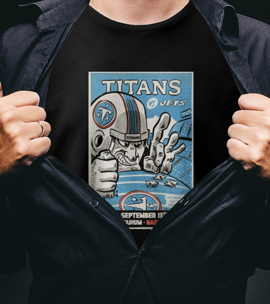 Tennessee Titans Vs New York Jets Sunday September 13 2026 Nissan Stadium Nashville TN Farewell To Old Stadium Tour T-Shirt