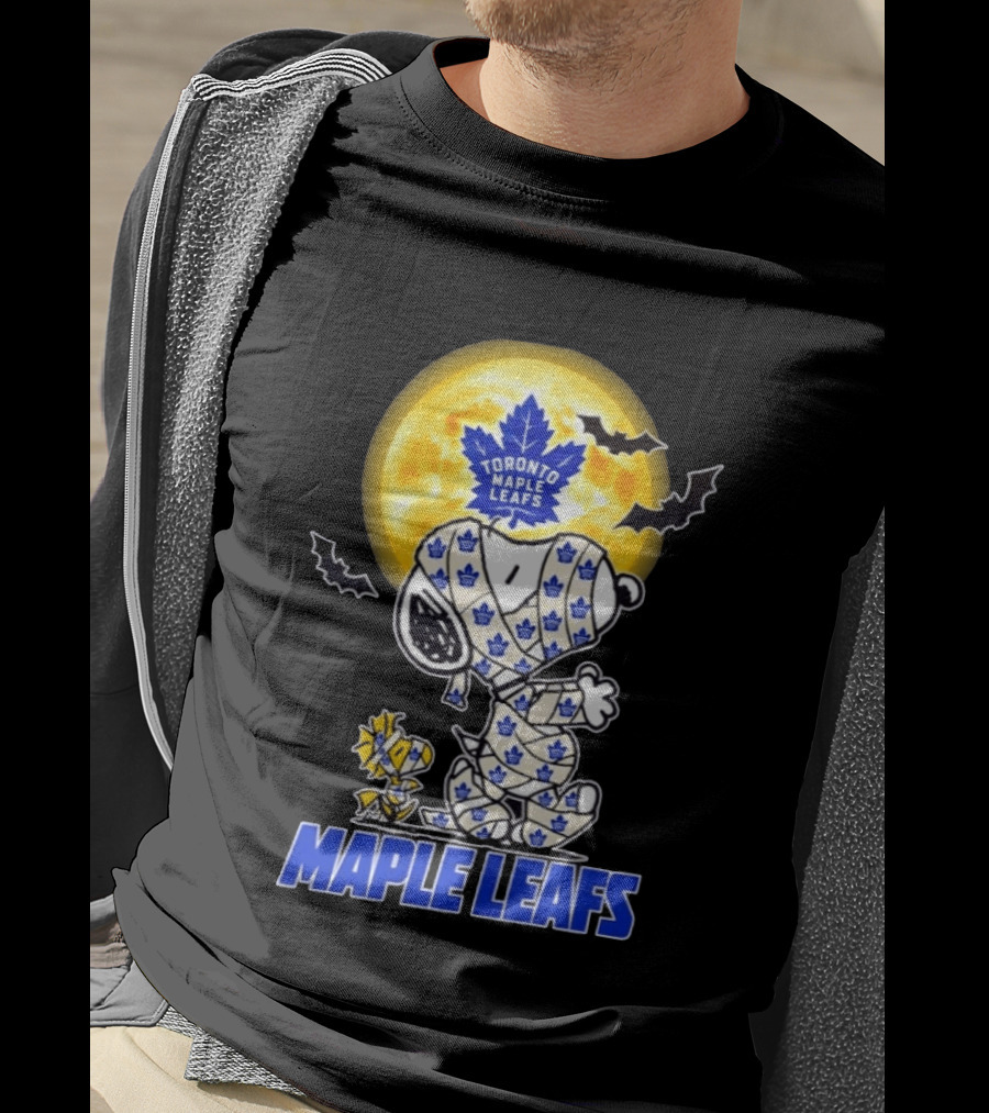 Toronto Maple Leafs Snoopy Woodstock Mummy Halloween Collaboration T-Shirt