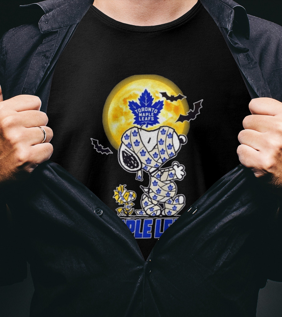 Toronto Maple Leafs Snoopy Woodstock Mummy Halloween Collaboration T-Shirt