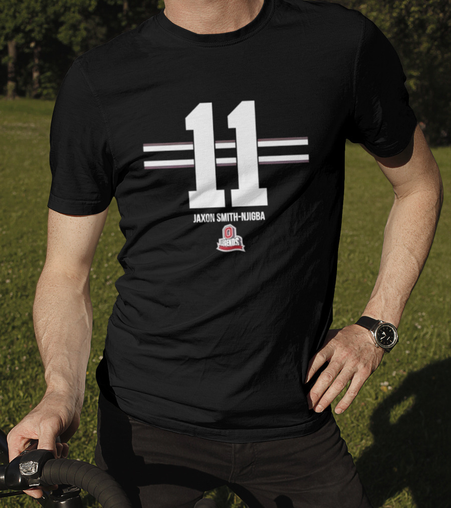 Ohio State Buckeyes Jaxon Smith Njigba 11 Stripe Football T-Shirt