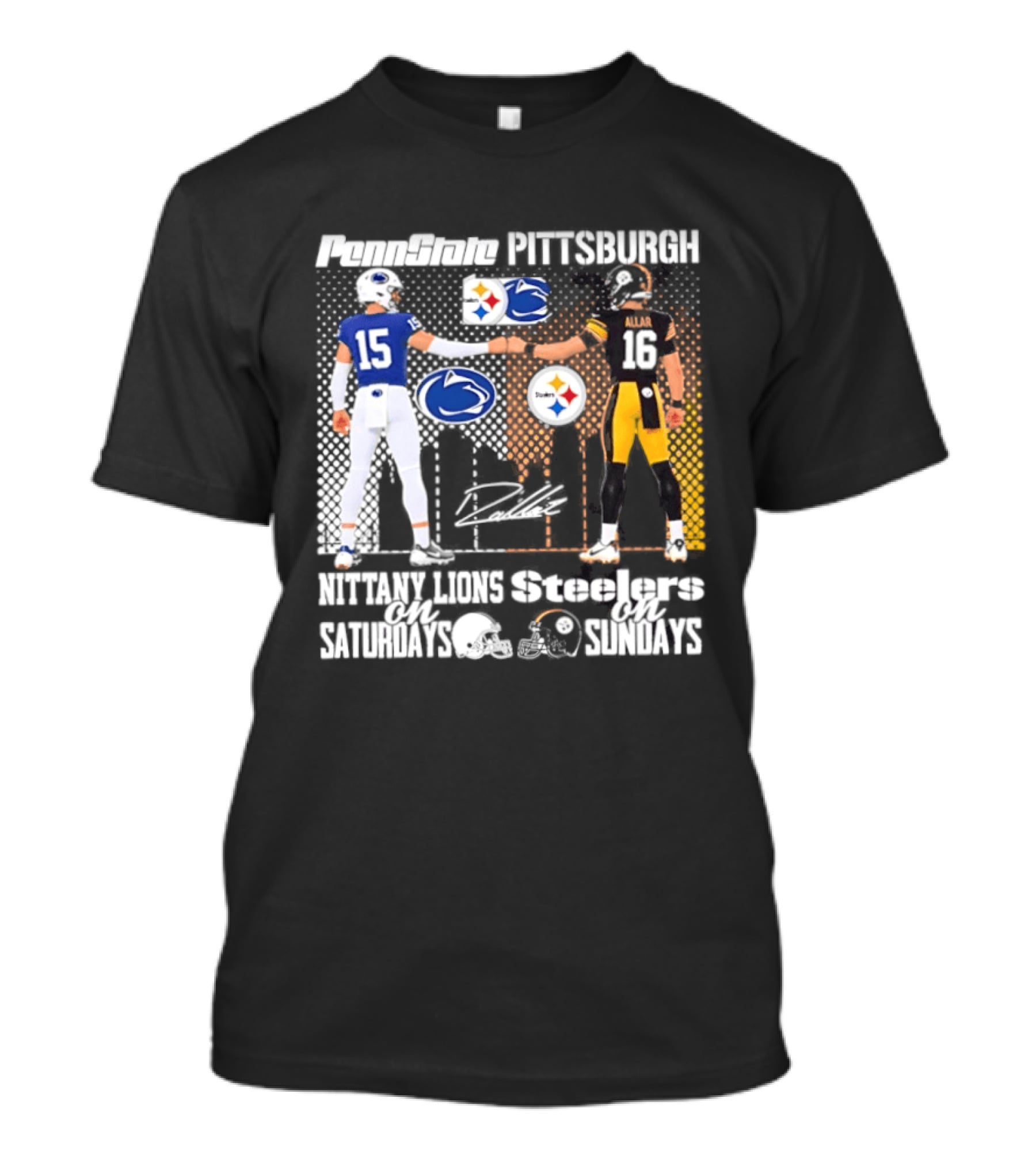 Penn State Nittany Lions Saturdays Pittsburgh Steelers Sundays Skyline Football Rivalry T-Shirt
