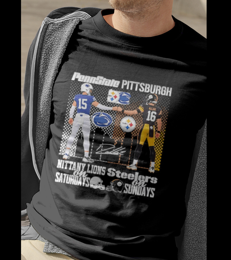 Penn State Nittany Lions Saturdays Pittsburgh Steelers Sundays Skyline Football Rivalry T-Shirt