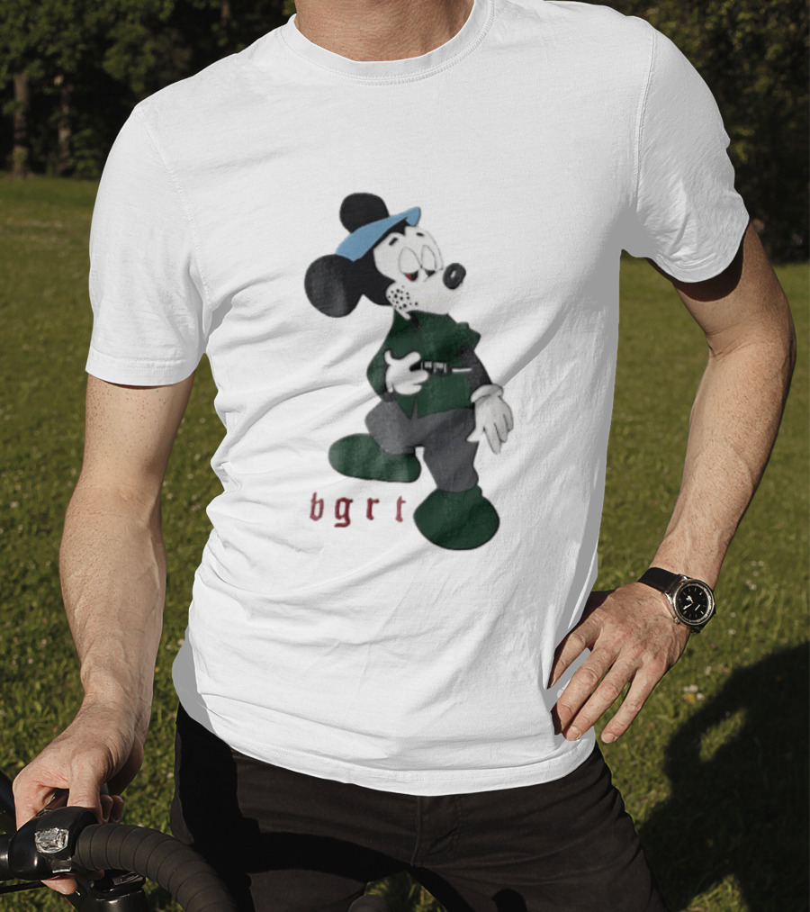 BGRT Cartoon Mouse Green Jacket Syringe Cigarette T-Shirt